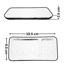 Kit 12 Pratos para Sushi com Divisória Shoyu em Porcelana Verde Mesclado - 3