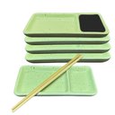 Ver imagem 1 de Kit 12 Pratos para Sushi com Divisória Shoyu em Porcelana Verde Mesclado