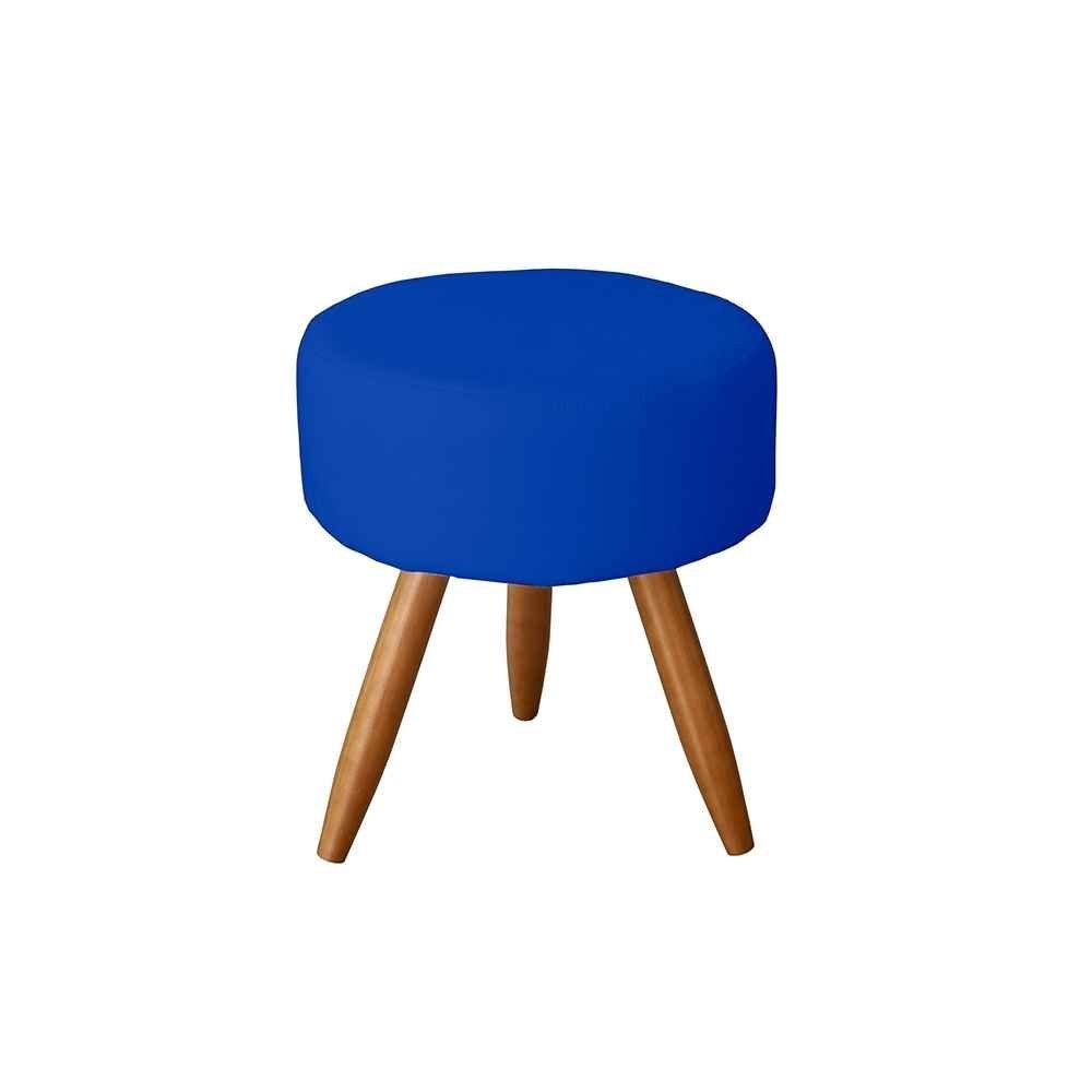 Kit Sofá 2 Lugares e Poltrona Para Sala Bianca Capitonê Rodapé e Puff Redondo Corino Azul Royal - 6
