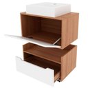 Ver imagem 4 de Kit Balcão e Gabinete de Banheiro com Cuba 1 Porta 1 Gaveta Amêndoa/branco