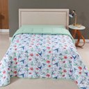 Ver imagem 1 de Edredom Cobertor Casa Scarpa Sonnet King Malha Estampada Dupla Face Algodão - Beija Flor - Verde