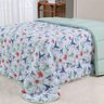 Edredom Cobertor Casa Scarpa Sonnet King Malha Estampada Dupla Face Algodão - Beija Flor - Verde - 2
