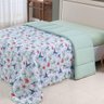 Edredom Cobertor Casa Scarpa Sonnet King Malha Estampada Dupla Face Algodão - Beija Flor - Verde - 3