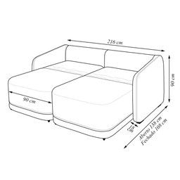Sofá Cama Modulado Retrátil e Reclinável Decorativo Varsóvia 216cm Veludo Preto G33 - Gran Belo - 8
