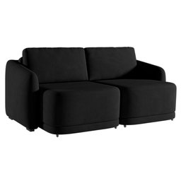 Sofá Cama Modulado Retrátil e Reclinável Decorativo Varsóvia 216cm Veludo Preto G33 - Gran Belo - 6