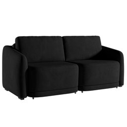 Sofá Cama Modulado Retrátil e Reclinável Decorativo Varsóvia 216cm Veludo Preto G33 - Gran Belo - 3