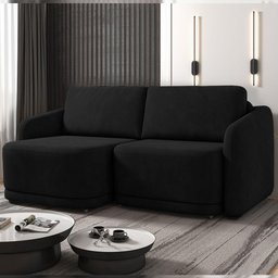 Sofá Cama Modulado Retrátil e Reclinável Decorativo Varsóvia 216cm Veludo Preto G33 - Gran Belo - 1