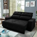 Ver imagem 1 de Sofá Retrátil Reclinável Belga 1,80m Suede Velut Preto Molas no Assento