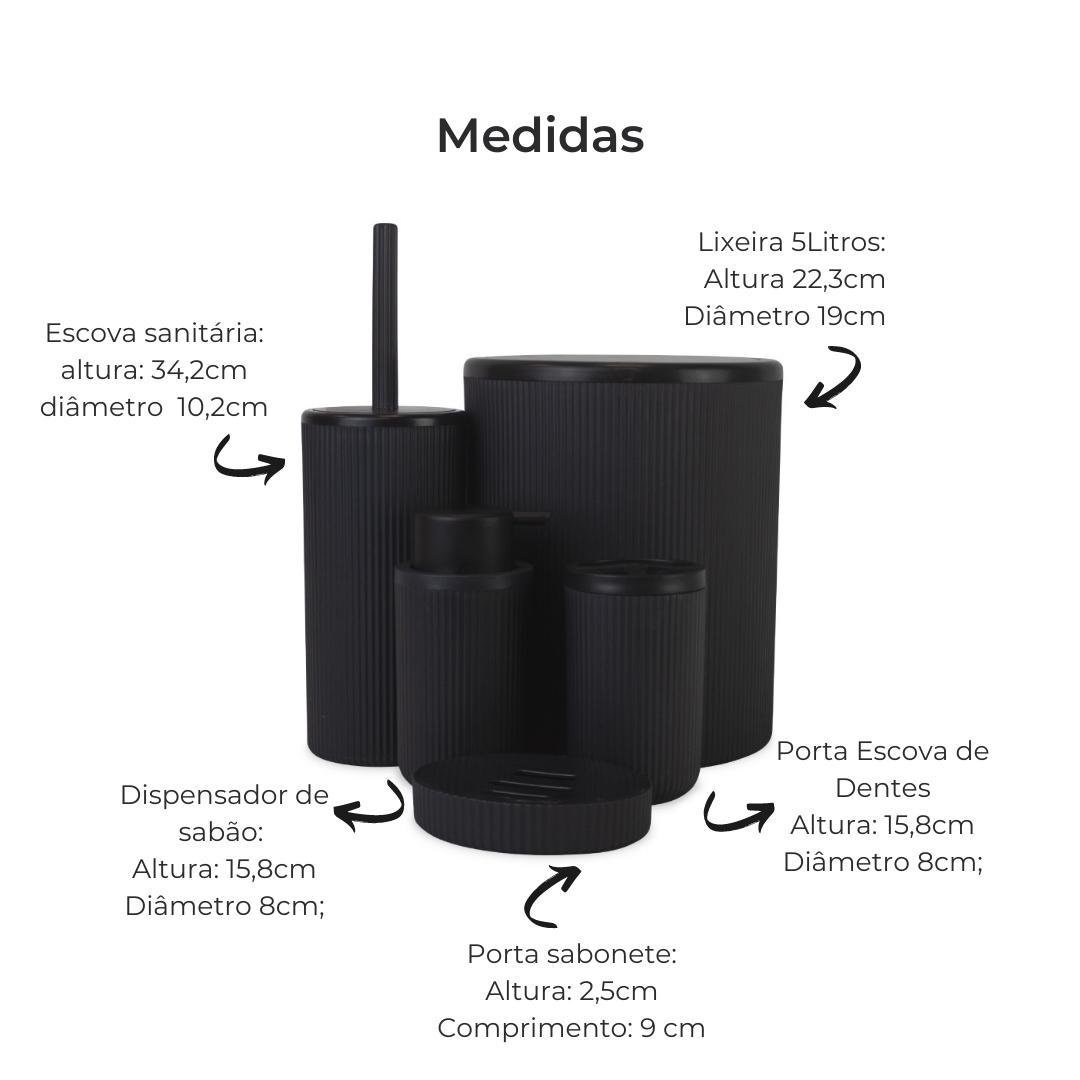 Kit Conjunto Banheiro 5 Pçs Lixeira Porta Sabonete Lavabo - 4
