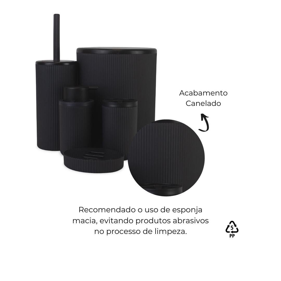Kit Conjunto Banheiro 5 Pçs Lixeira Porta Sabonete Lavabo - 3