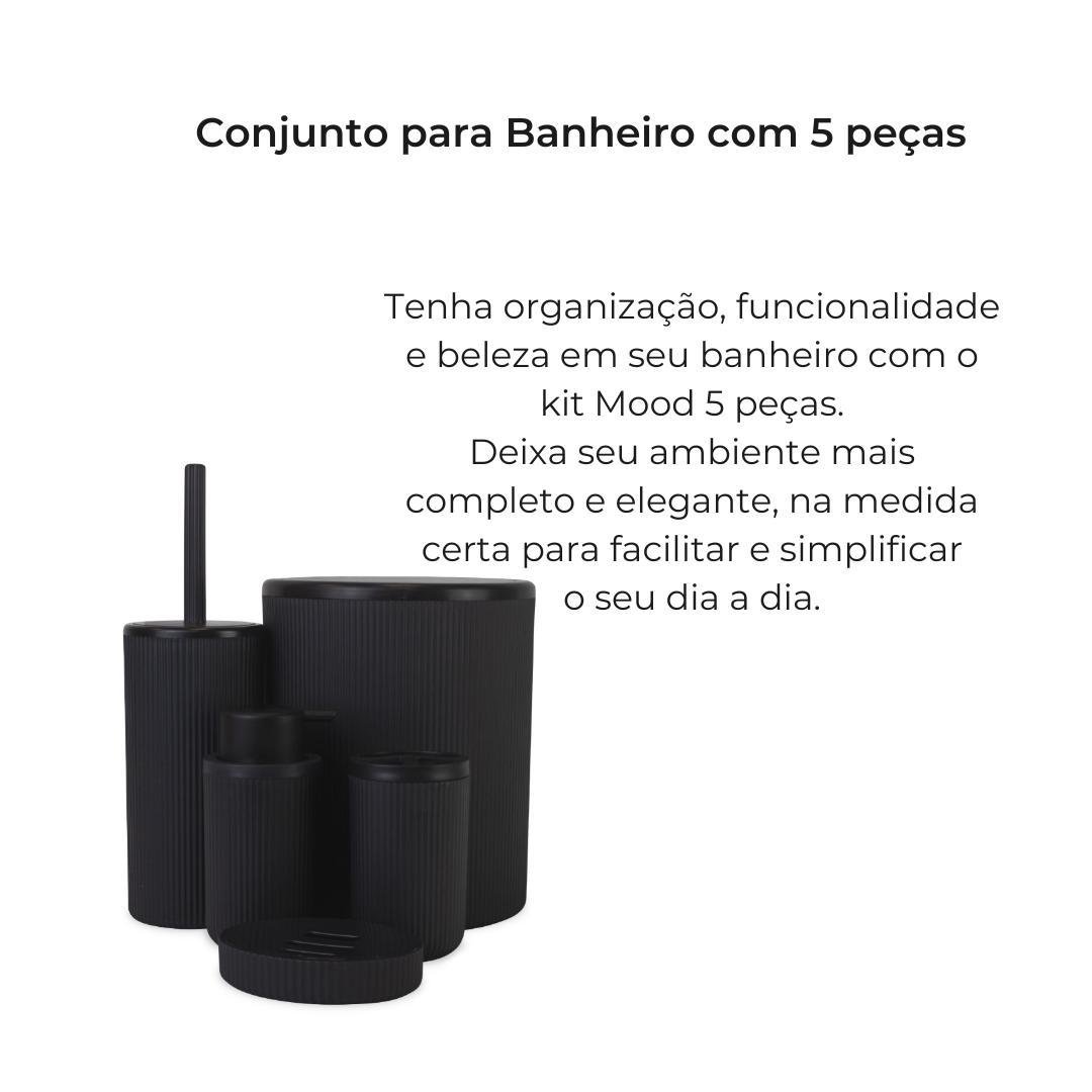Kit Conjunto Banheiro 5 Pçs Lixeira Porta Sabonete Lavabo - 2