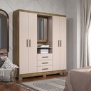 Ver imagem 1 de Guarda-roupa Casal com Espelho e Portas Ocultas 4 Portas 3 Gavetas Mdp Corrediças Telescópicas