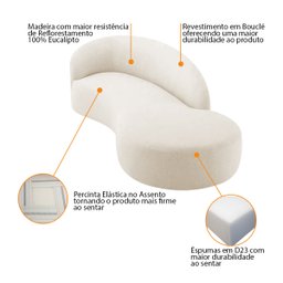 Divã Recamier Orgânico França 200cm Lado Direito Bouclé - 4