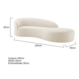 Divã Recamier Orgânico França 200cm Lado Direito Bouclé - 3
