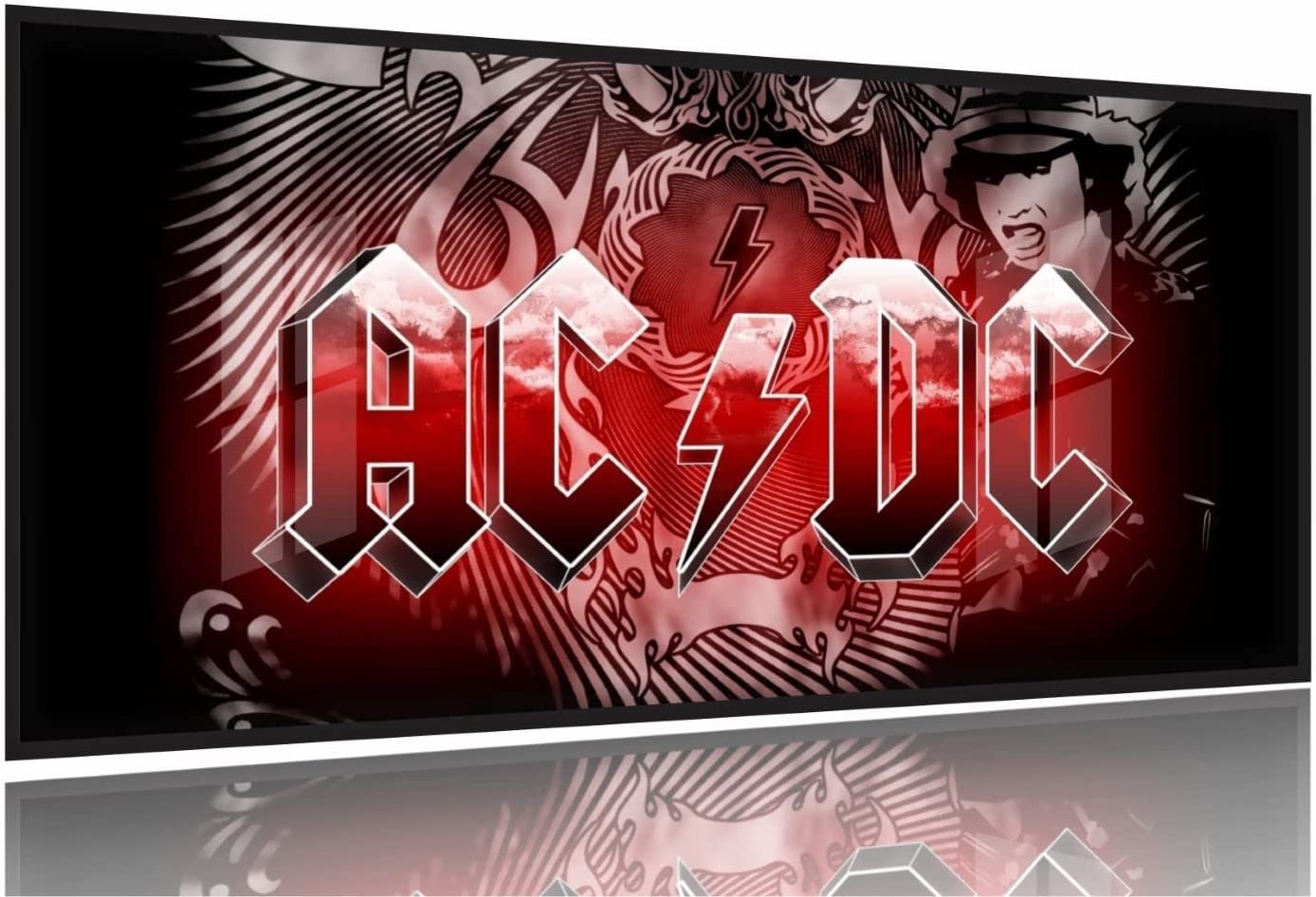 Quadro Decorativo ACDC Banda Musica 130x60 Moldura Preta 2x2 ...