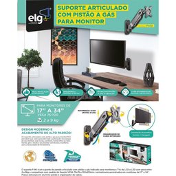Suporte Articulado para Monitor / Tv 17 a 34 Pistão a Gás F4 - 4