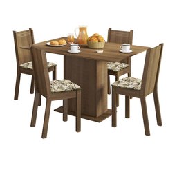 Conjunto Sala de Jantar Lexy Madesa Mesa Tampo de Madeira com 4 Cadeiras - Rustic/floral Lírio Bege - 3