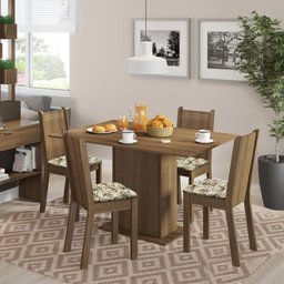 Conjunto Sala de Jantar Lexy Madesa Mesa Tampo de Madeira com 4 Cadeiras - Rustic/floral Lírio Bege - 2