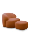 Ver imagem 2 de Conjunto Poltrona Base Fixa e Puff Decorativo Charlote Sala de Estar Bouclê Terracota G88 - Gran Bel