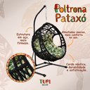 Ver imagem 3 de Poltrona Ninho em Aço e Corda Náutica Preto Pataxó com Suporte Almofada Estampa Folha Verde