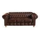 Ver imagem 2 de Conjunto Sofá Luís Xv 3 Lugares E Poltrona Chesterfield Capitonê - Couríssimo Marrom Café