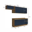 Ver imagem 3 de Armário de Cozinha Completa 100% Mdf 300cm Nogueira/azul Profundo Celeste Kappesberg