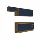 Ver imagem 2 de Armário de Cozinha Completa 100% Mdf 300cm Nogueira/azul Profundo Celeste Kappesberg