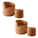 Ver imagem 1 de Kit 2 Poltronas Orgânica Giratória Eloah 2 Puff Ello Bouclé Italiano Sala Estar Oferta - Terracota