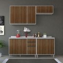 Ver imagem 1 de Armário de Cozinha Compacta 4 Peças 200cm Linea com Balcões Cor:avelã