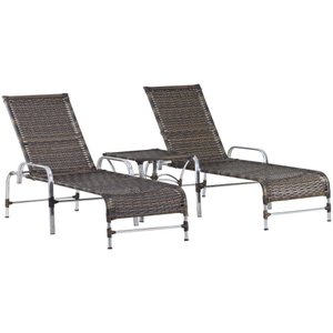 Kit 2 Espreguiçadeiras Catar e Mesa Garden Argila