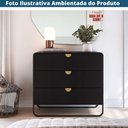 Ver imagem 5 de Cômoda Orgânica Luna Artesano 90 Cm (largura) em Mdp Nero Três Gavetas Base Metal Preto