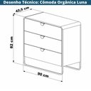 Ver imagem 7 de Cômoda Orgânica Luna Artesano 90 Cm (largura) em Mdp Nero Três Gavetas Base Metal Preto