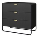 Ver imagem 1 de Cômoda Orgânica Luna Artesano 90 Cm (largura) em Mdp Nero Três Gavetas Base Metal Preto