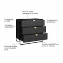 Ver imagem 4 de Cômoda Orgânica Luna Artesano 90 Cm (largura) em Mdp Nero Três Gavetas Base Metal Preto