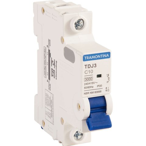 Minidisjuntor Tdj3 1 P 10 a 3 Ka Curva C Tramontina Tramontina