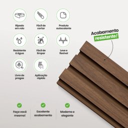 Painel Ripado Autocolante Nogueira Natural 10cm X 10 Metros - 5