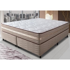 Cama Box Super King (Colchão + Box) 193x203x60 de Molas Ensacadas Cama inBox Smart Gold Bege