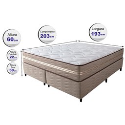 Cama Box Super King (Colchão + Box) 193x203x60 de Molas Ensacadas Cama inBox Smart Gold Bege - 2