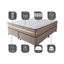 Cama Box Super King (Colchão + Box) 193x203x60 de Molas Ensacadas Cama inBox Smart Gold Bege - 3
