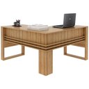 Ver imagem 1 de Mesa de Canto para Escritório em L Angular Detalhe Ripado Amêndoa
