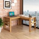 Ver imagem 6 de Mesa de Canto para Escritório em L Angular Detalhe Ripado Amêndoa