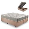Base Box Baú Queen 158x198 Linho Marrom com Colchão Ecoline D40 Espuma - 1