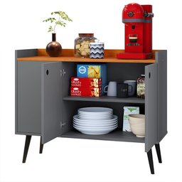 Aparador Buffet Pequeno Retro Cantinho Café Sala Escritório Cozinha Wood New Simples -Cinza/Cinamomo - 1