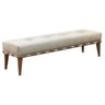 Recamier Puff Decorativo Madeira Maciça Luxo Linho Bege - Zahav Estofados - 1