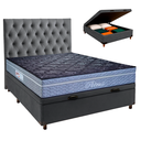 Ver imagem 1 de Kit Cabeceira + Cama Box Bau + Colchão Casal Molas Ensacadas Petrus Paropas