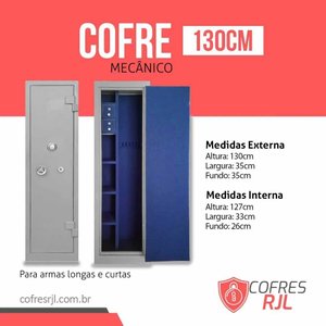 Cofre 130cm para armas longa e curta - RJL130 Cofres RJL Azul