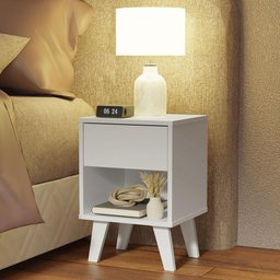 Mesa de Cabeceira Branca com 1 Gaveta 3235 Madesa - 1