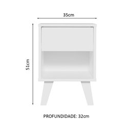 Mesa de Cabeceira Branca com 1 Gaveta 3235 Madesa - 3