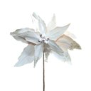 Ver imagem 1 de Flor Decorativa Poinsetia Branca com Glitter Tecido - 1 Unidade