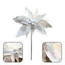 Ver imagem 2 de Flor Decorativa Poinsetia Branca com Glitter Tecido - 1 Unidade